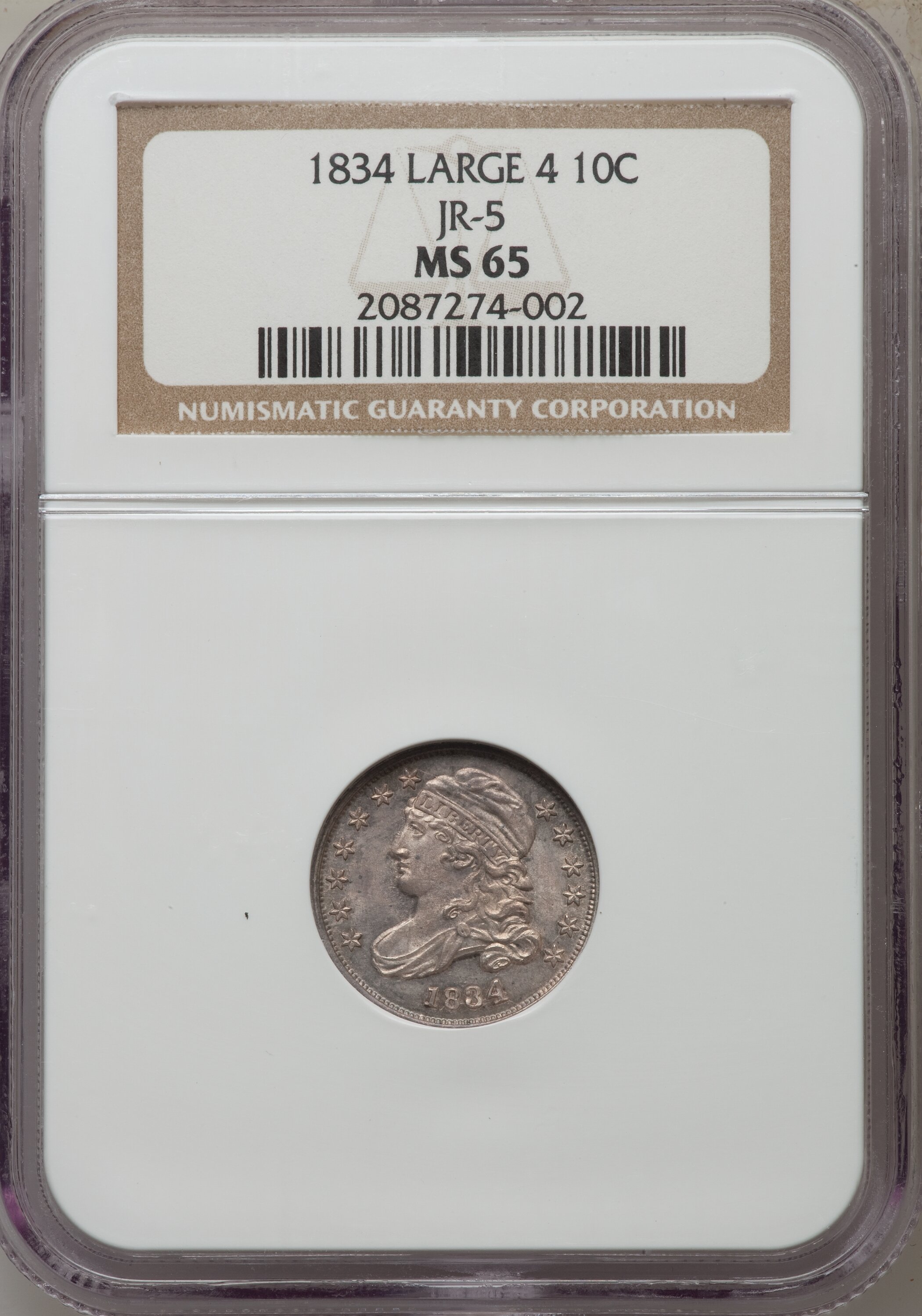 1834 10c Large 4, JR-5 AU58 CAC thumbnail 17