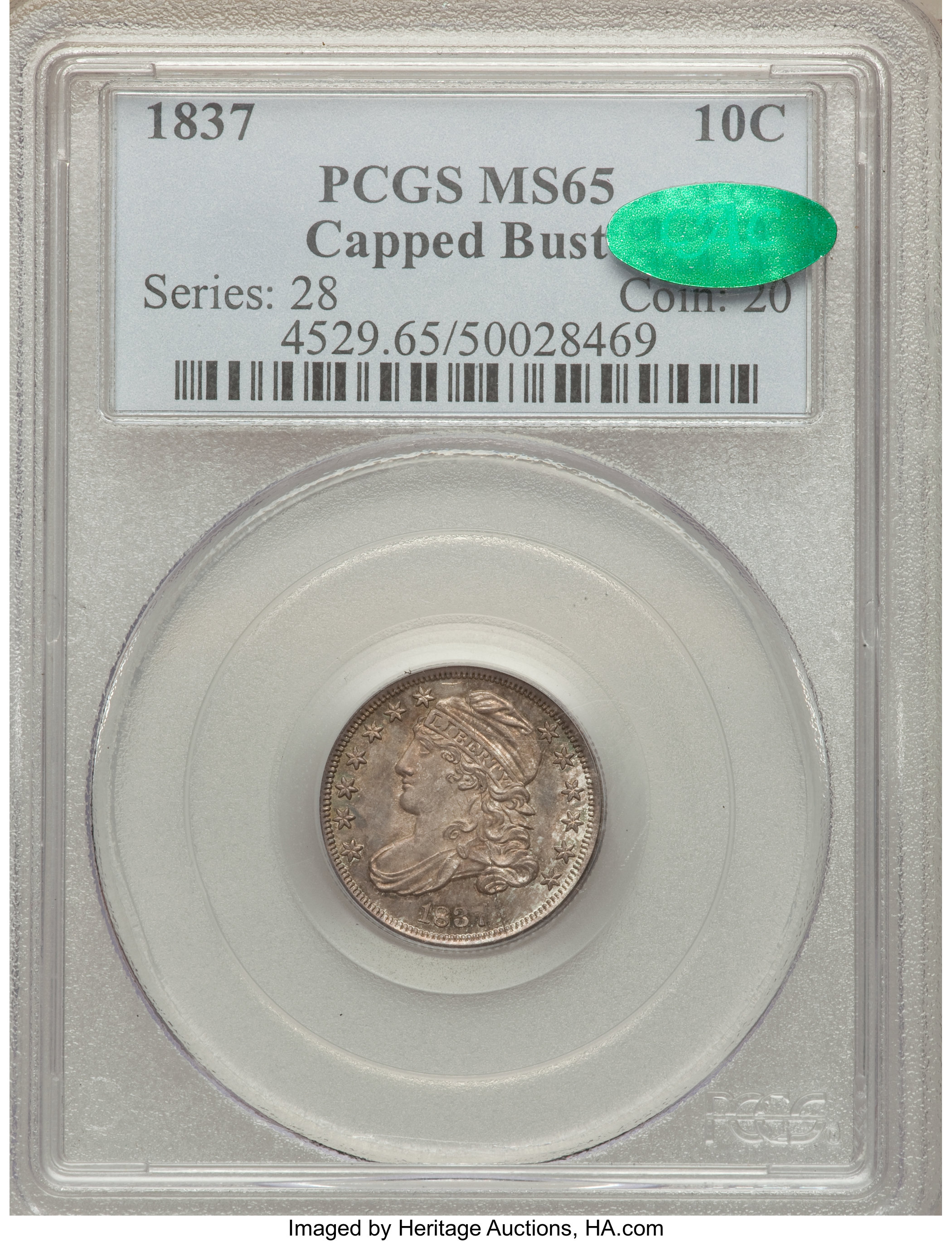 1837 10c Capped Bust, JR-4 MS65 thumbnail 20