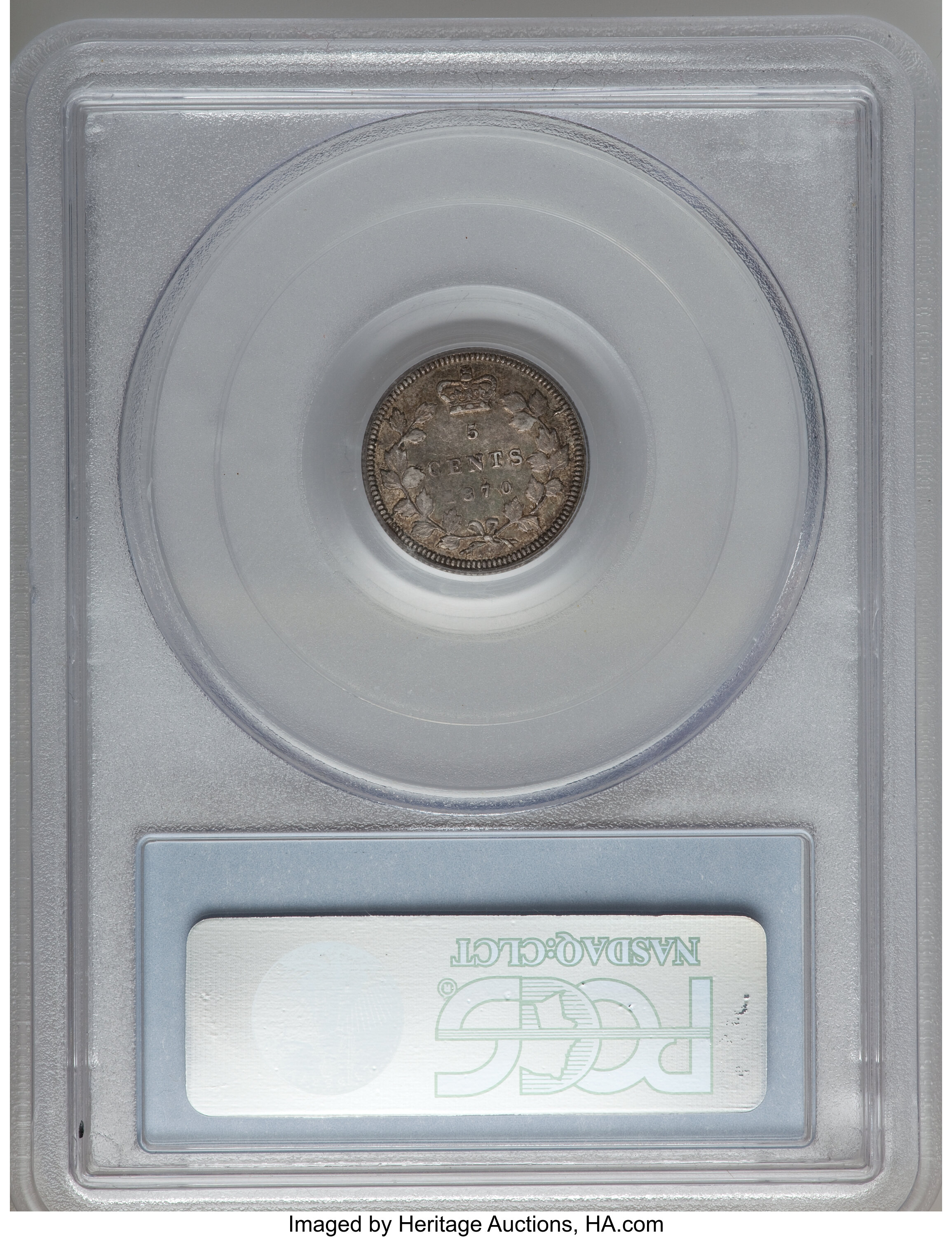 1870 5c Wide Rim, Narrow Date, Straight 7 AU50 thumbnail 2