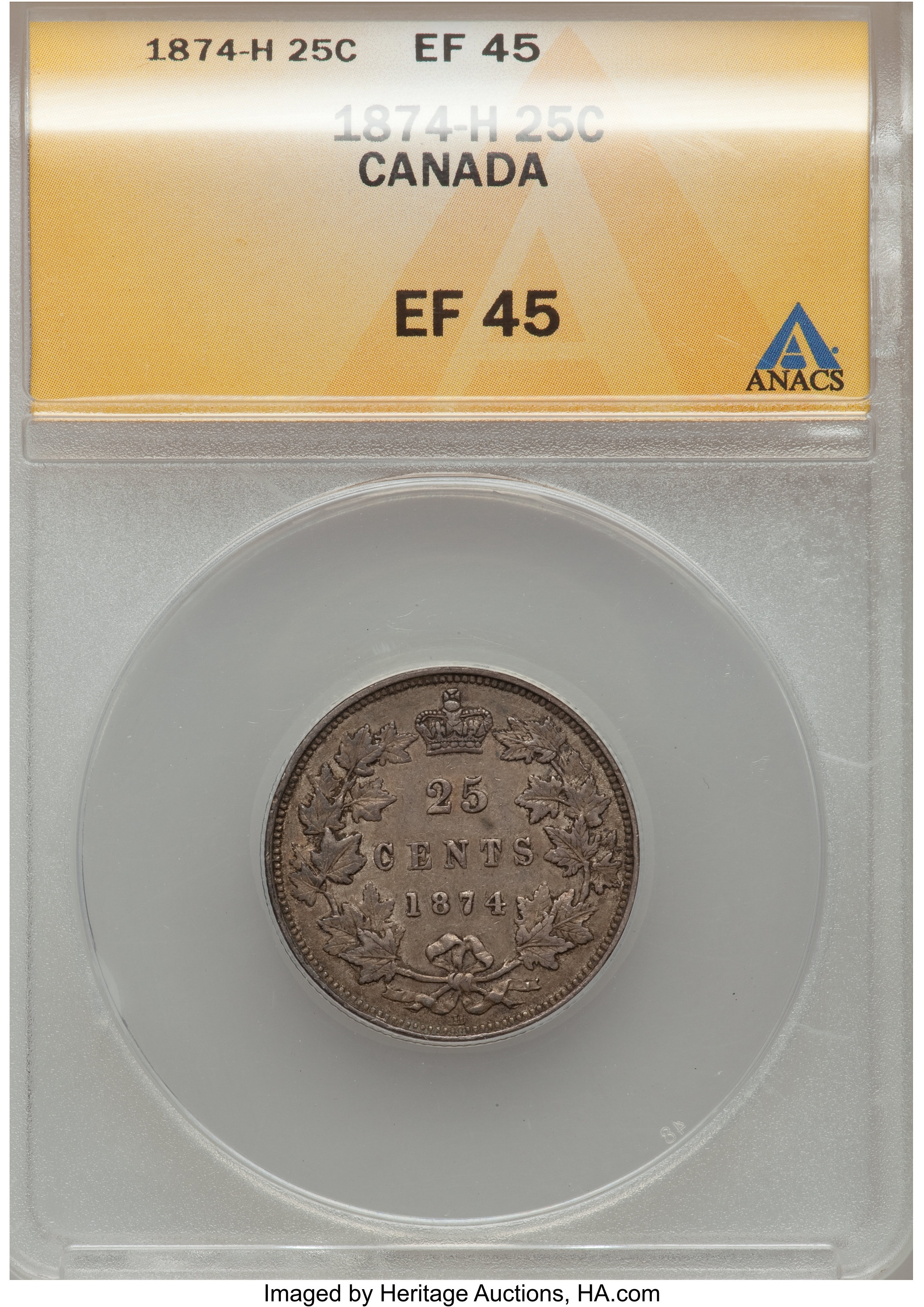 Canada: Victoria 25 Cents 1874-H,...