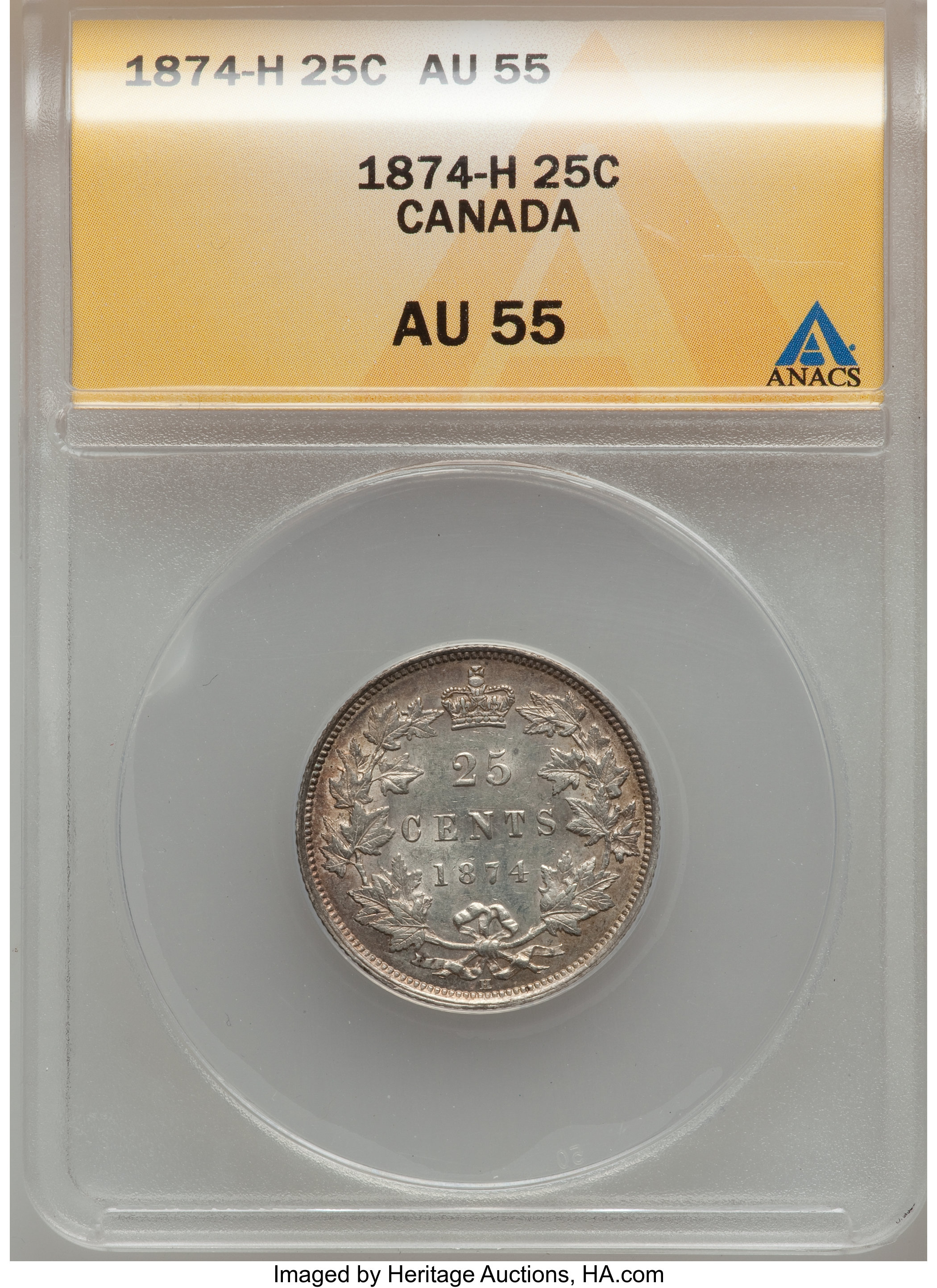 Canada: Victoria 25 Cents 1874-H,...