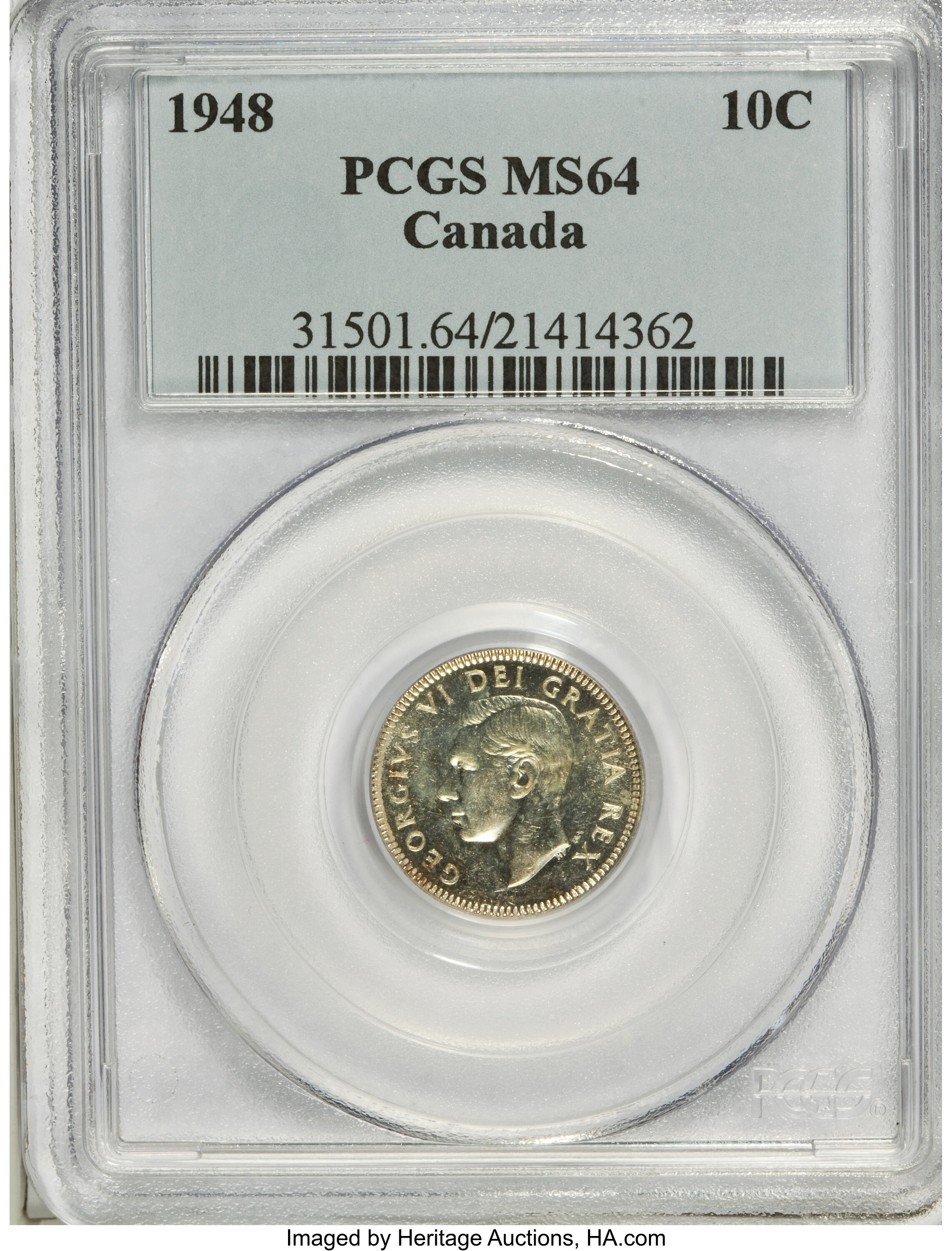 Canada: George VI 10 Cents 1948,...