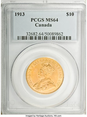 image for: Canada: George V gold 10 Dollars 1913,...