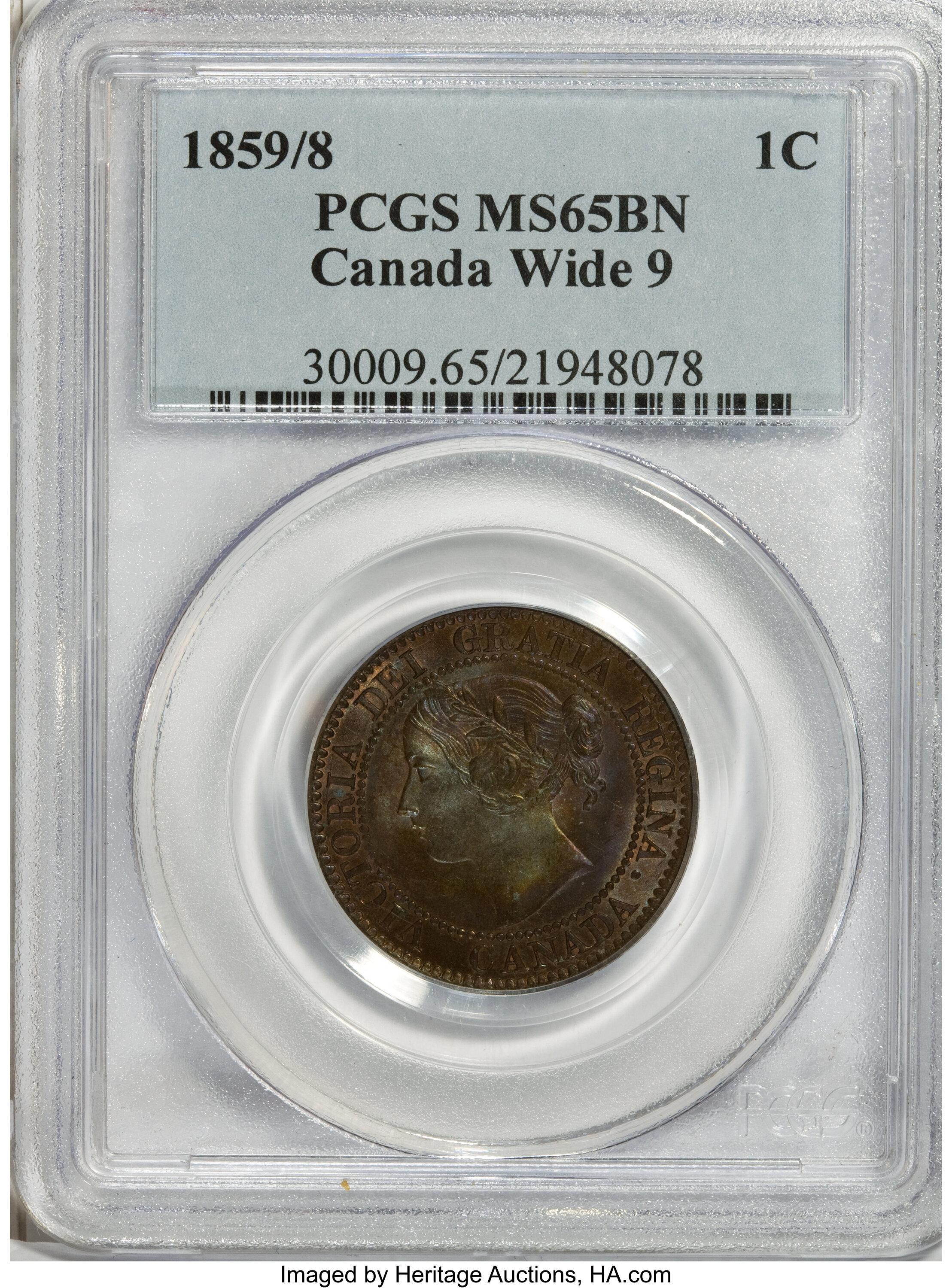 1859/8 1c Province of Canada, Medal Alignment, Wide 9 MS BN MS60 BN thumbnail 21