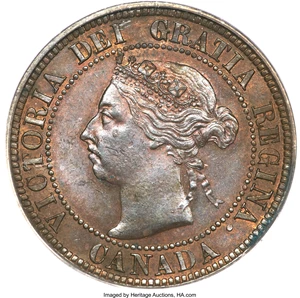image for: Canada: Victoria Cent 1891 Small Date Large Leaves Obverse 2,...