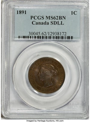 image for: Canada: Victoria Cent 1891 Small Date Large Leaves Obverse 2,...