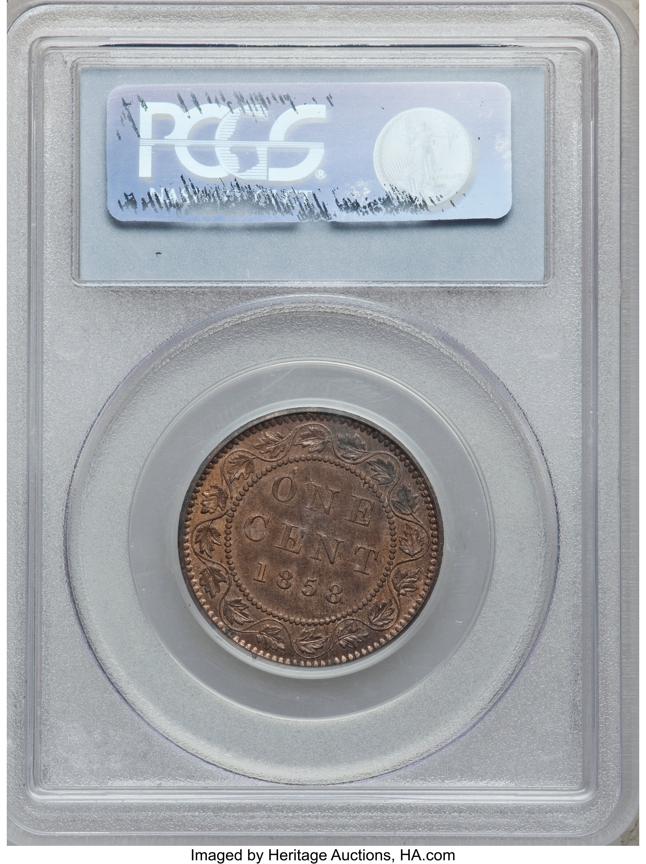 1858 1c Province of Canada, Broken Vine MS RB MS63 RB thumbnail 3