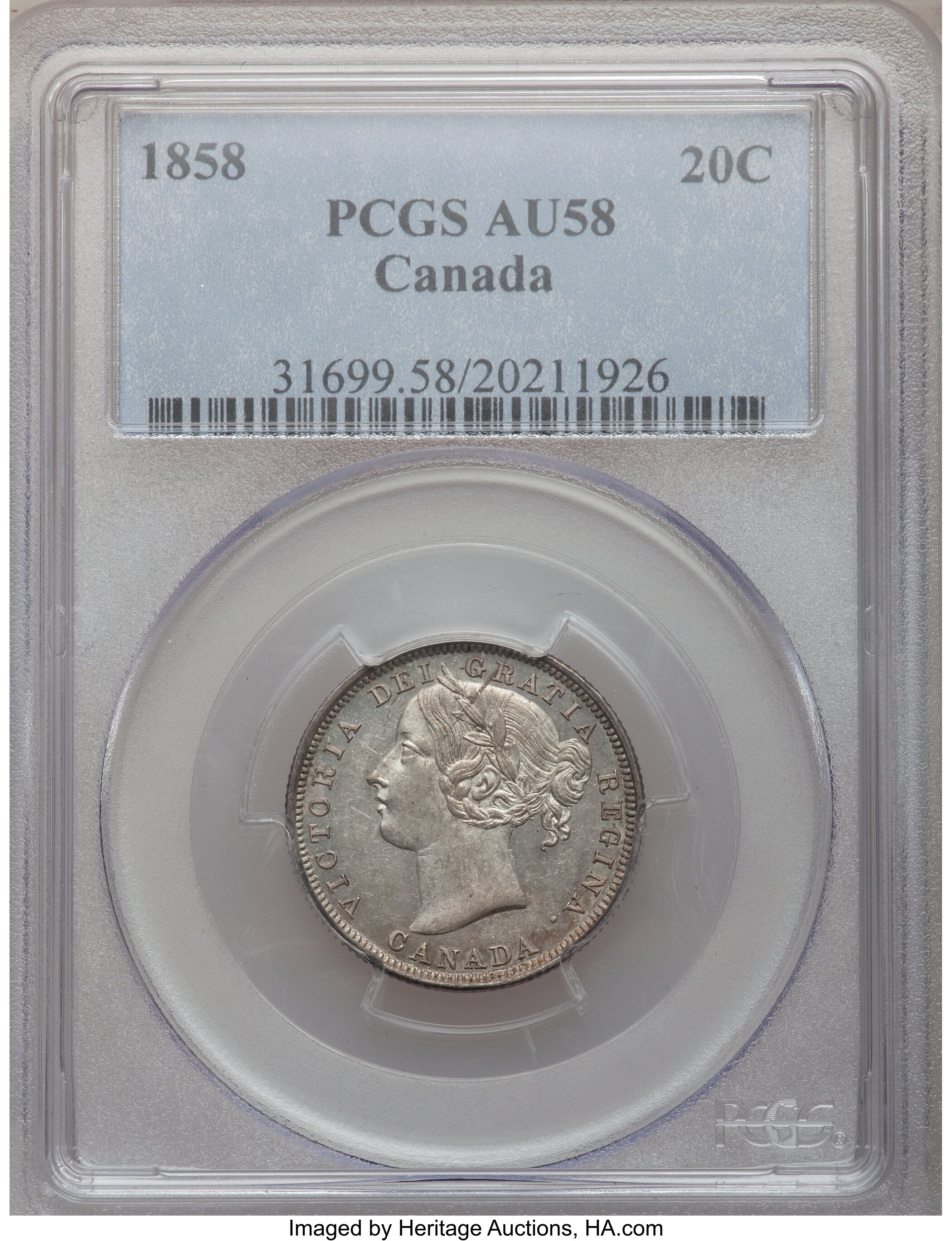 Canada: Victoria 20 Cents 1858,...