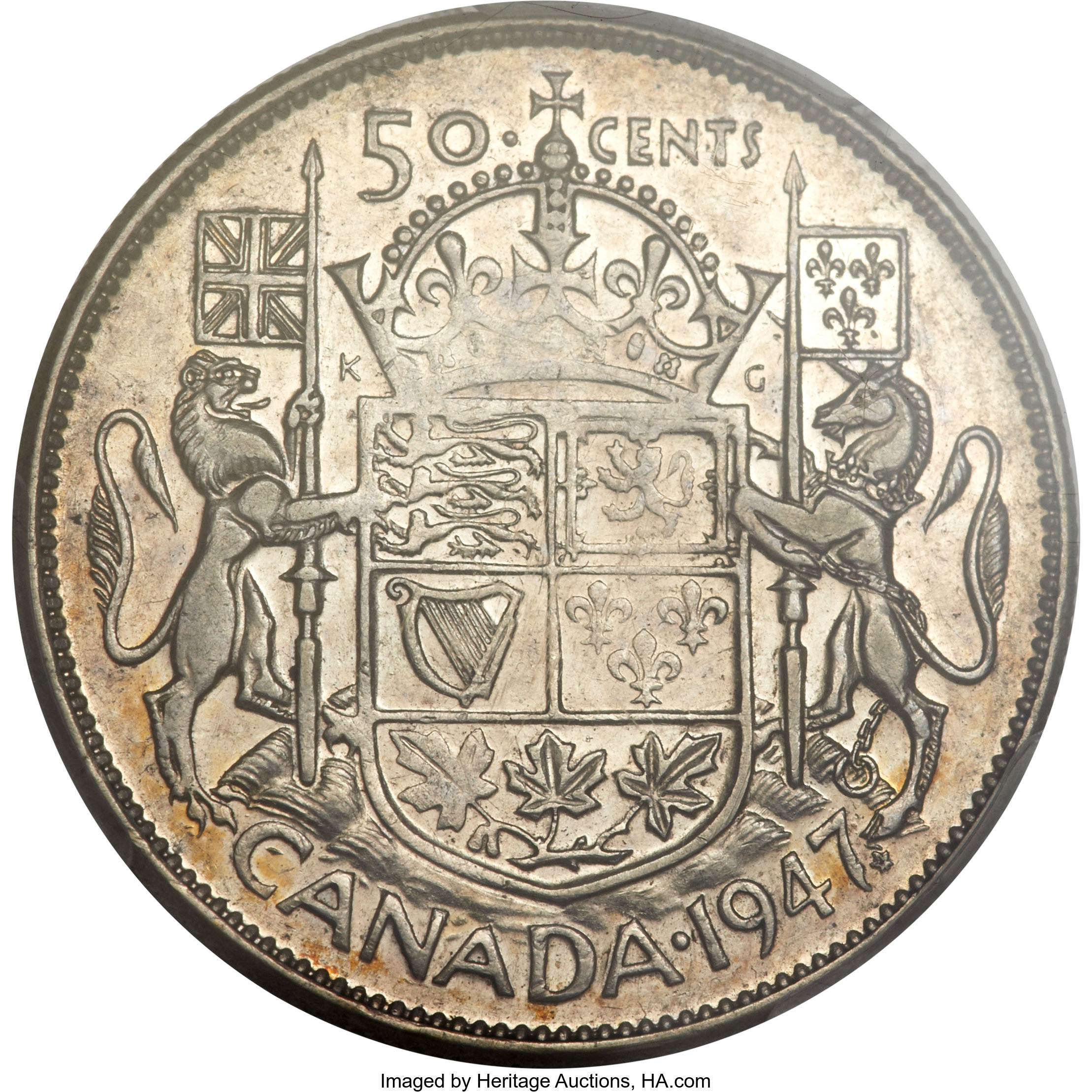 1947 50c Maple Leaf, Curved 7 F12 thumbnail 12