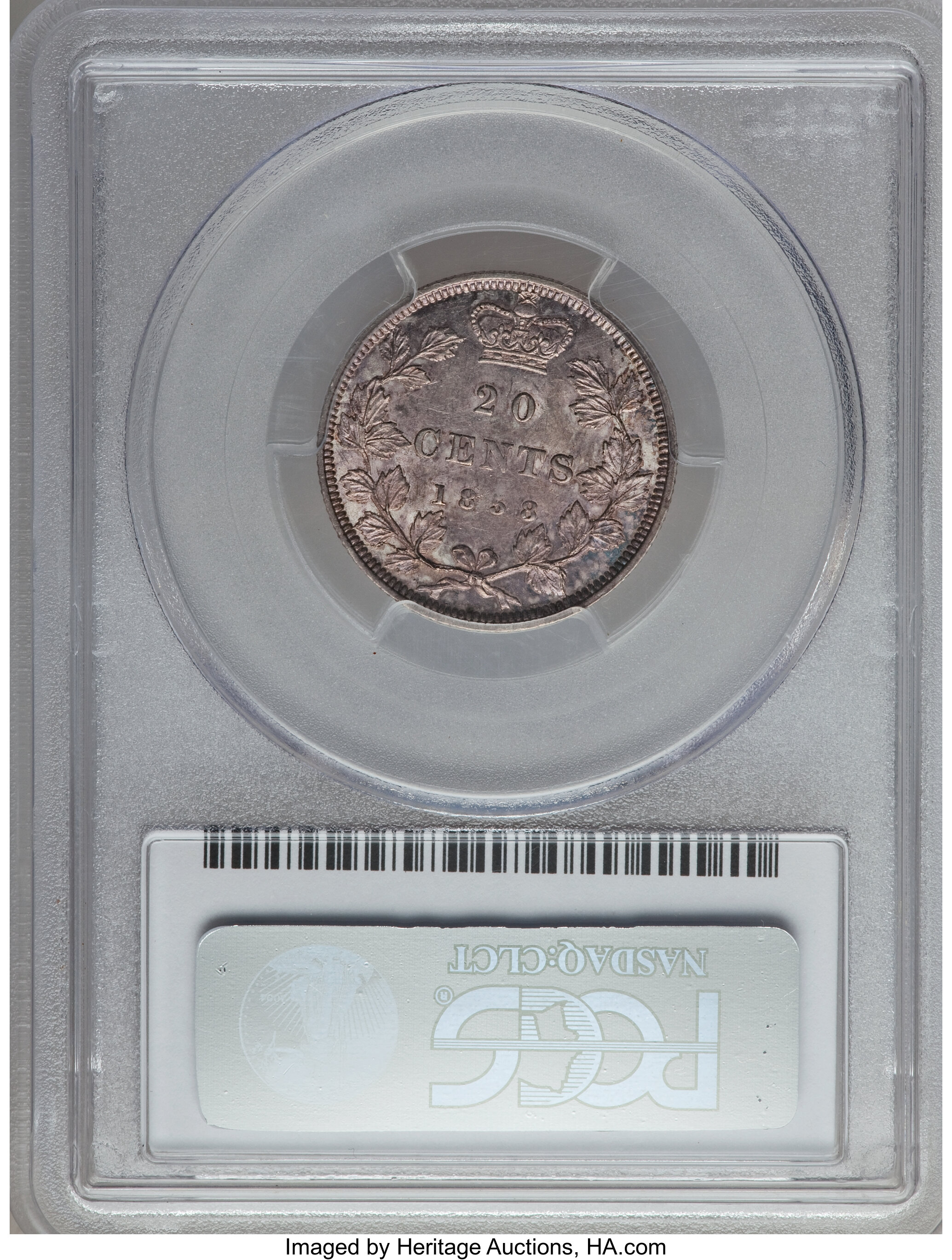 1858 20c Province of Canada, Coin Turn ↑↓ AU53 thumbnail 6