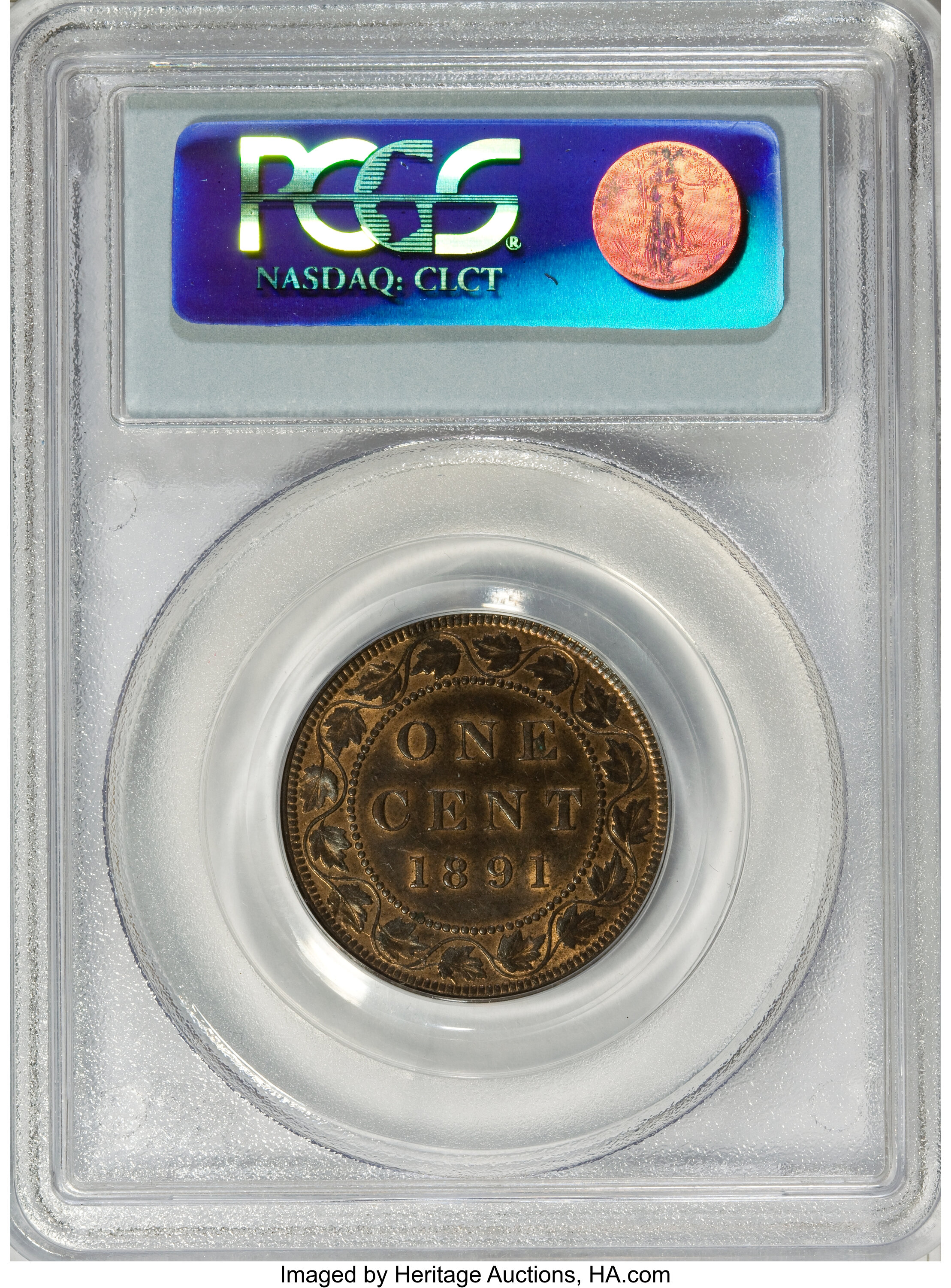 1891 1c Large Date, Large Leaves, Obverse 2 MS RB MS62 RB thumbnail 10