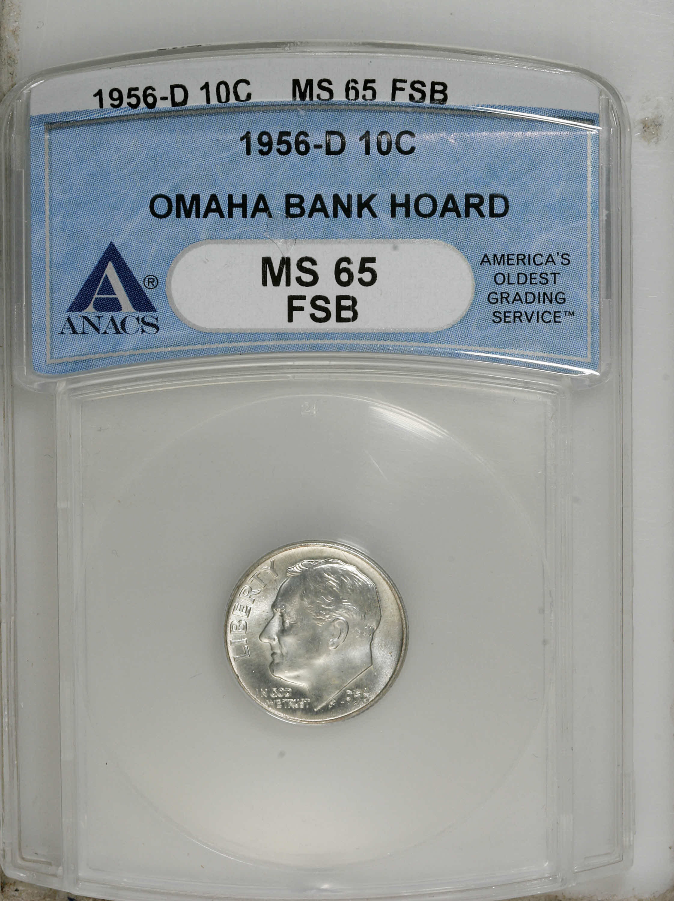1956-D 10C MS65 Full Bands ANACS. NGC Census: (0/0). PCGS Population (14/406). Mintage: 108,000,000. (#85113)...