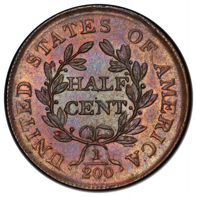 1806 1/2c Small 6, No Stems MS BN MS66 BN thumbnail 2