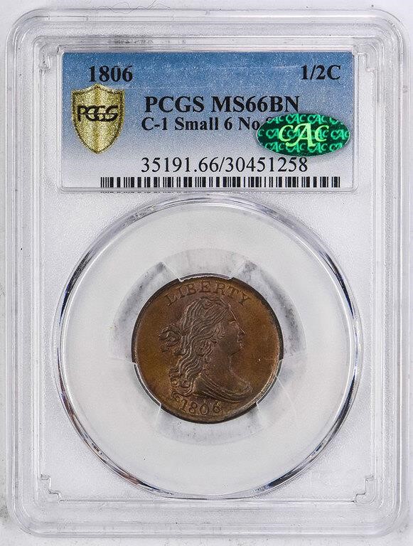 1806 1/2c Small 6, No Stems MS BN MS66 BN thumbnail 3