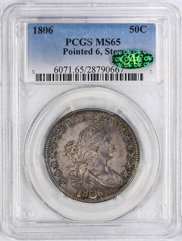 1806 50c Pointed 6, Stem MS65 thumbnail 3