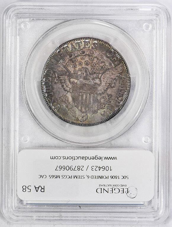 1806 50c Pointed 6, Stem MS65 thumbnail 4