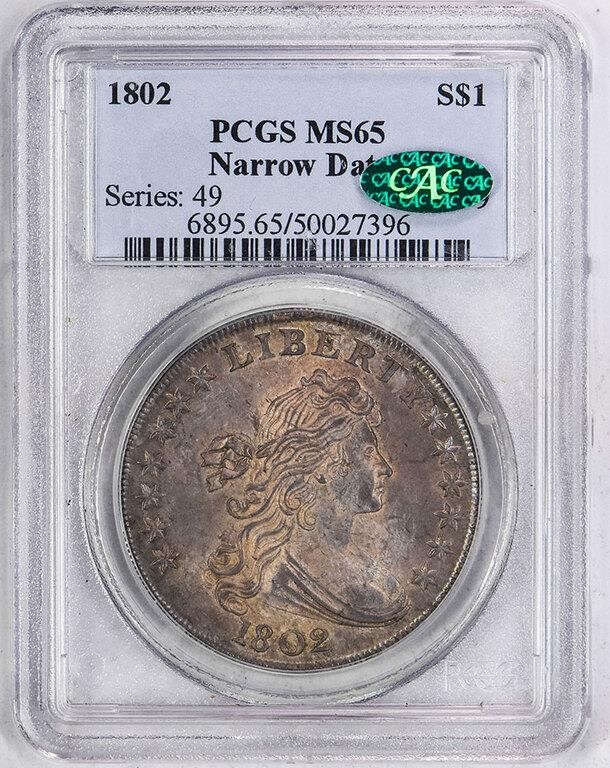 1802 $1  Narrow Date MS65 CAC thumbnail 3