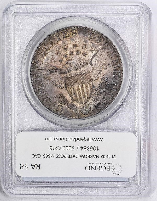 1802 $1  Narrow Date MS65 CAC thumbnail 4