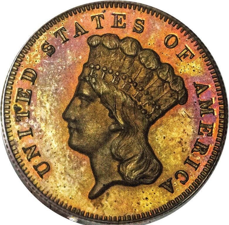 image for: $3 1873 J-1335. PCGS PR64 RB