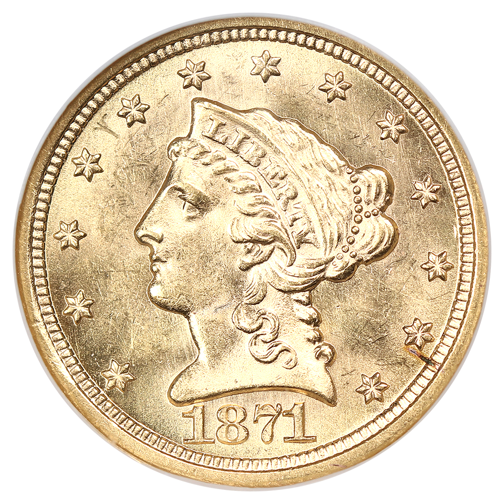 1871-S $2 1/2 NGC MS64
