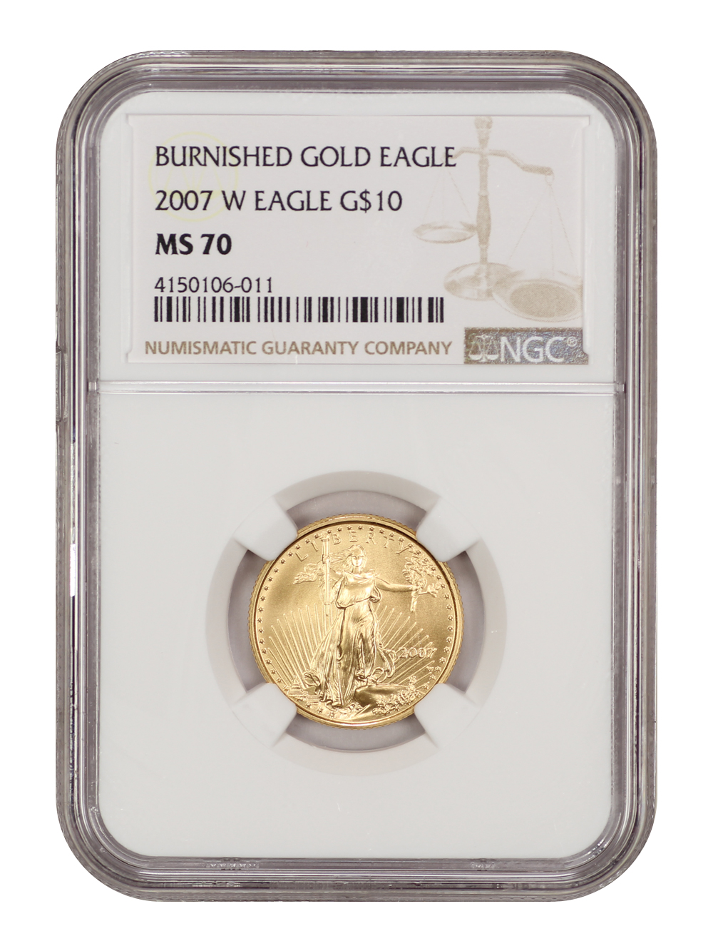 2007-W $10  Gold Eagle, Burnished MS70 thumbnail 15