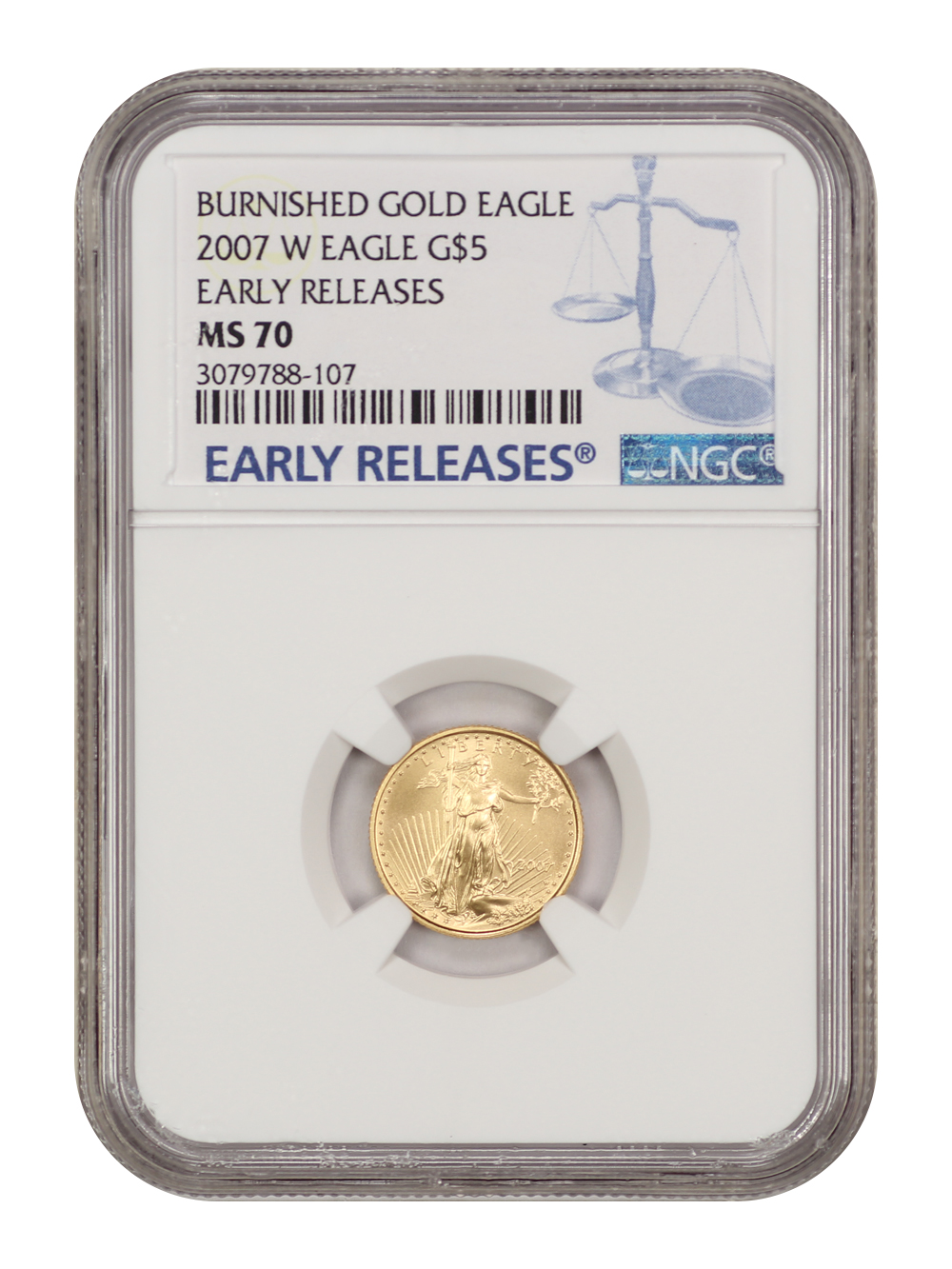 2007-W $5  Gold Eagle, Burnished MS70 thumbnail 9