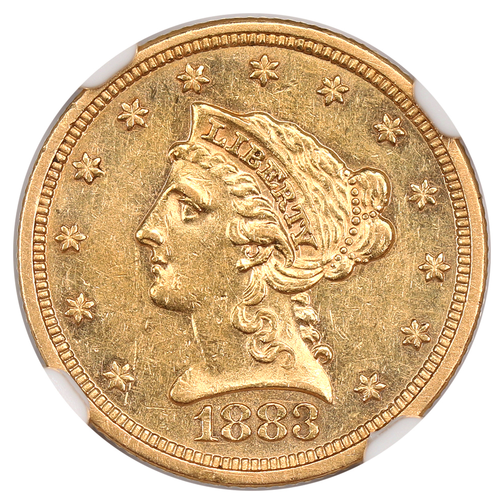 1883 $2 1/2 NGC AU58