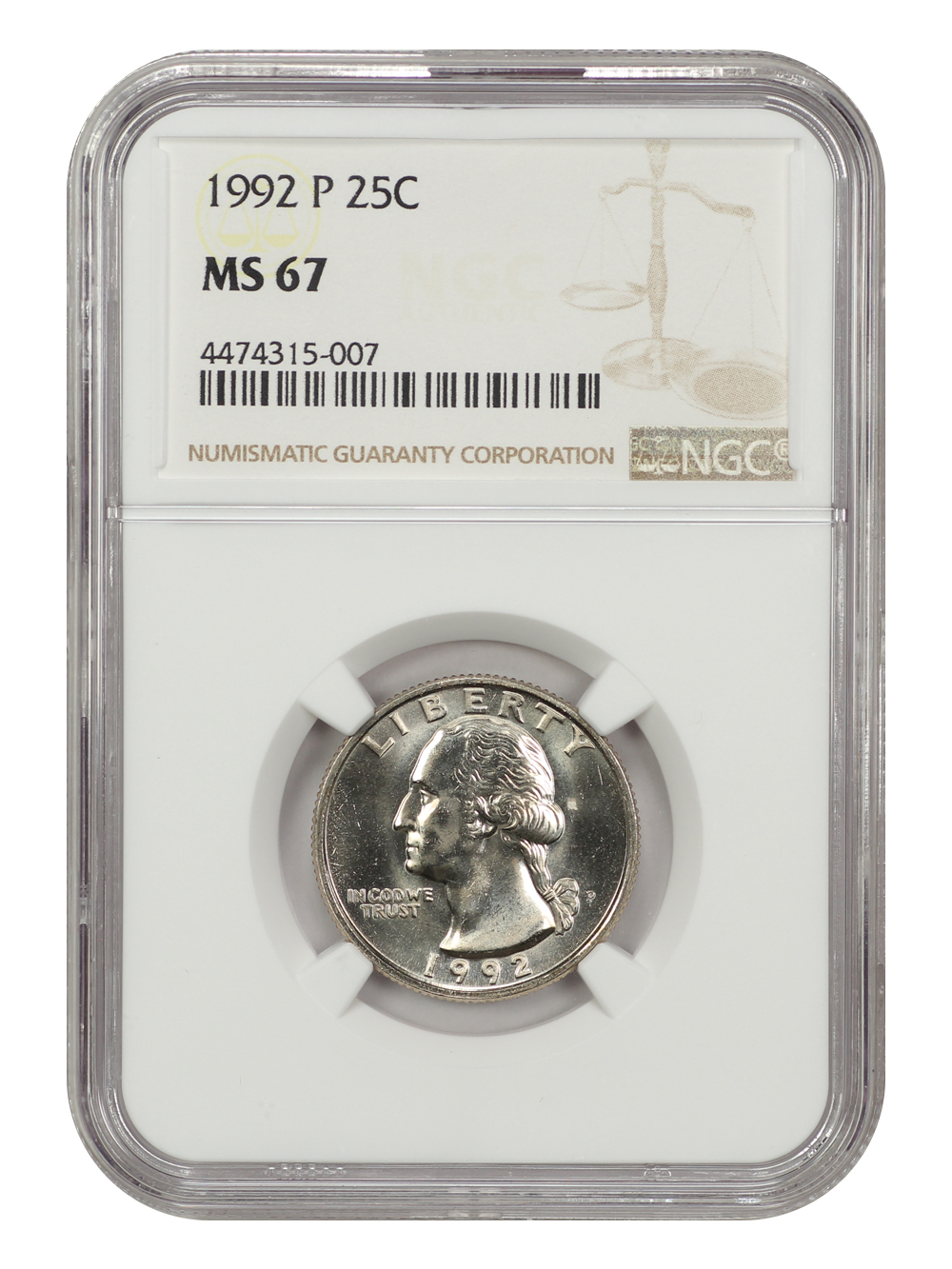 1992-P 25c MS67 thumbnail 5