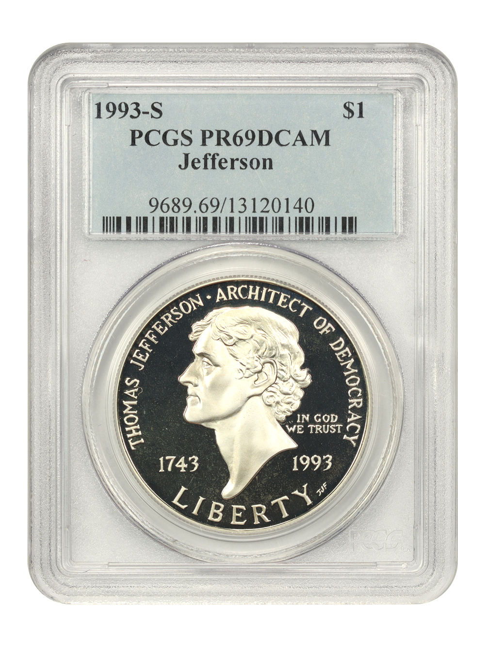 1993-S S$1 Jefferson 250th Anniversary of Birth PR DCAM PR66 DCAM thumbnail 16