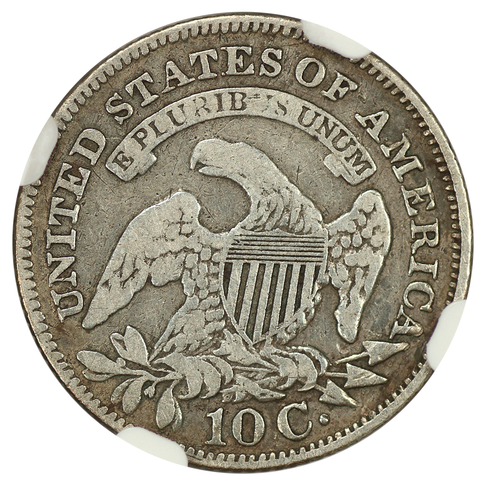 1828 10c Large Planchet, Large Date AG3 CAC thumbnail 13