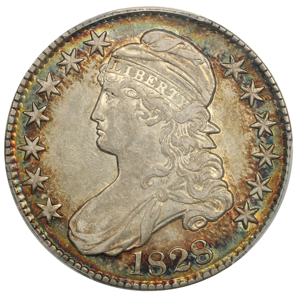 1828 50c PCGS XF45+ (Curl Base 2 Knob)