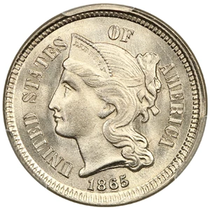 image for: 1865 3cN PCGS/CAC MS67