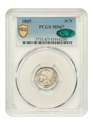 image for: 1865 3cN PCGS/CAC MS67