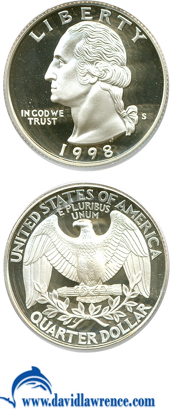 1998-S 25c Silver PR DCAM PR69 DCAM thumbnail 25