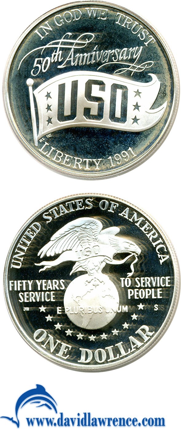 1991-S S$1 United Service Organizations (USO) PR DCAM PR68 DCAM thumbnail 10