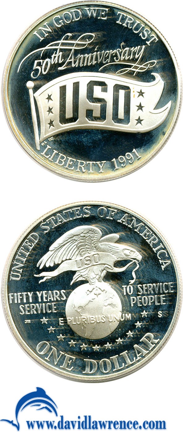 1991-S S$1 United Service Organizations (USO) PR DCAM PR68 DCAM thumbnail 8