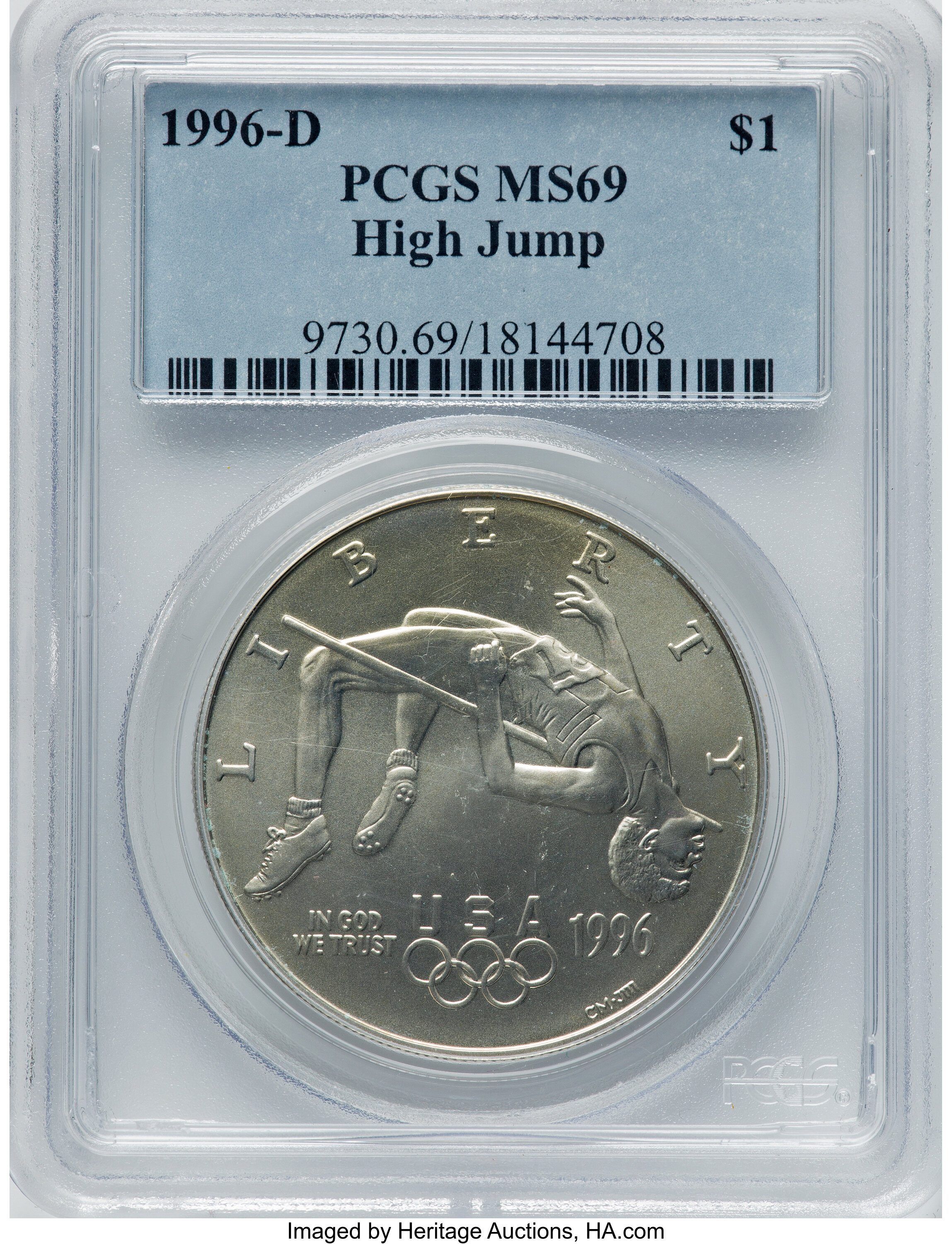 1996-D S$1 Atlanta Olympics High Jump MS64 thumbnail 15
