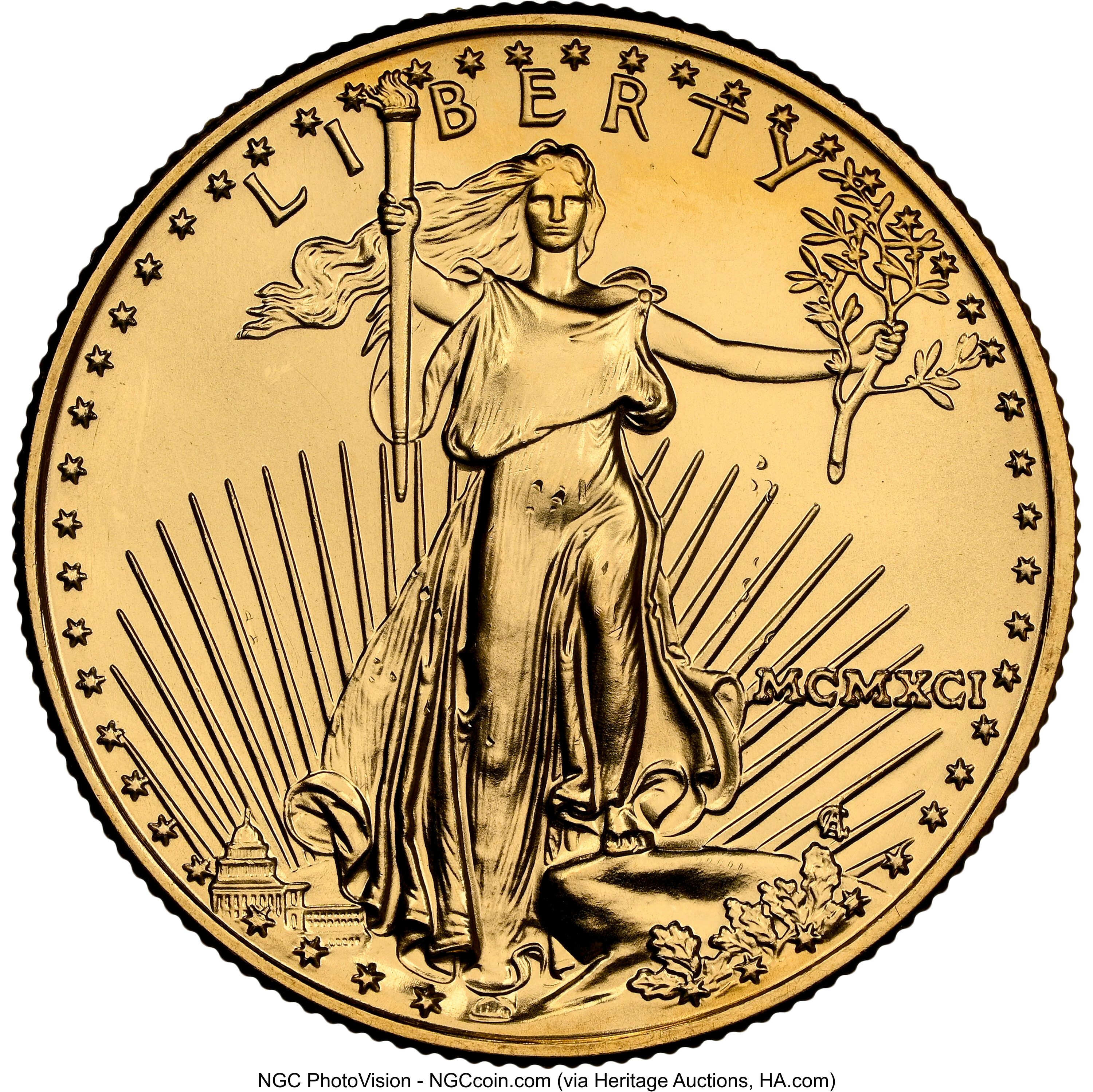 1991 $25 Half-Ounce Gold Eagle MS68 NGC. NGC Census: (358/4737). PCGS Population: (595/1308). CDN: $2,550 Whsle. Bid for NG...