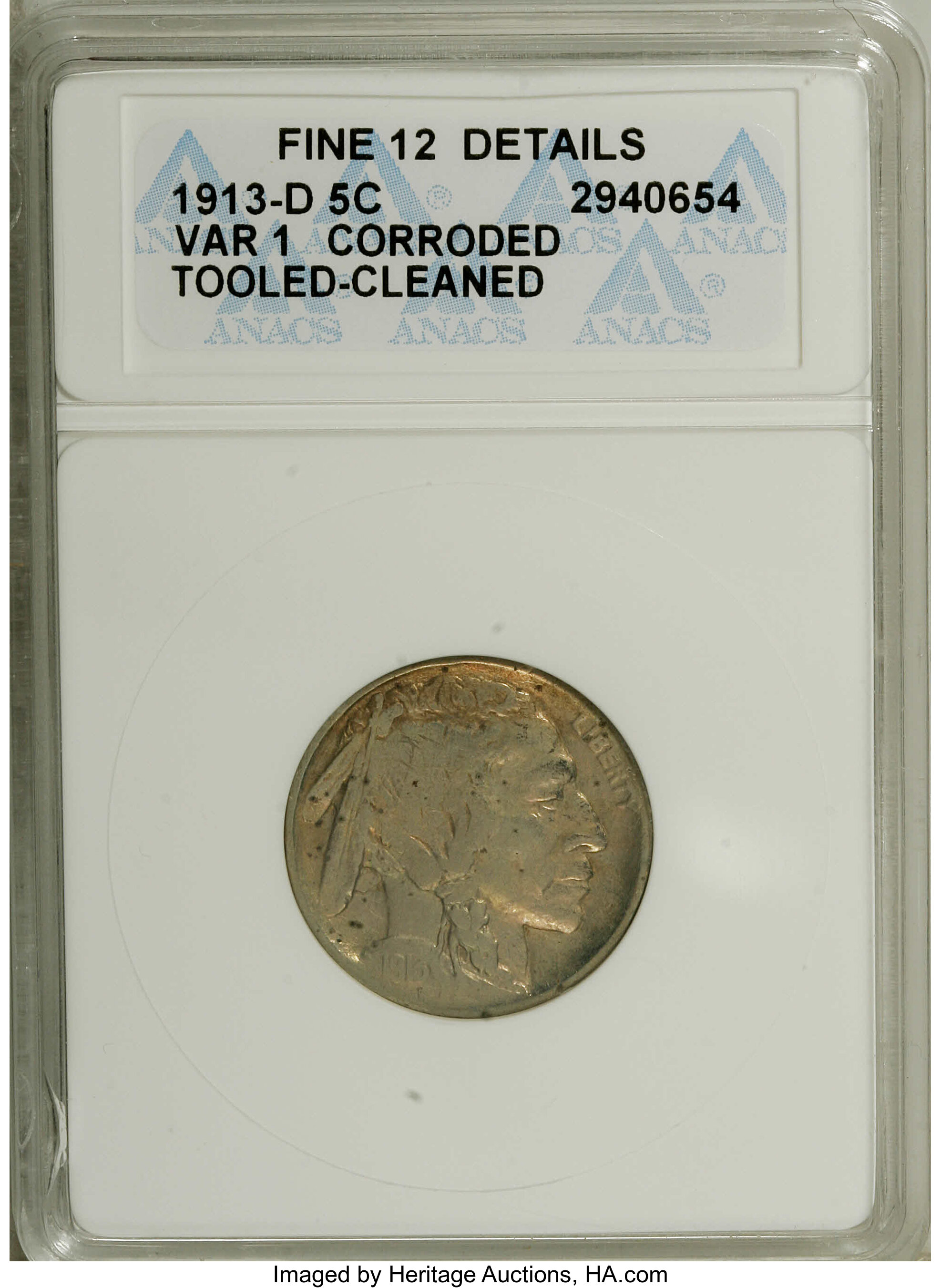 1913-D 5c Buffalo, Type 1 VF20 thumbnail 2