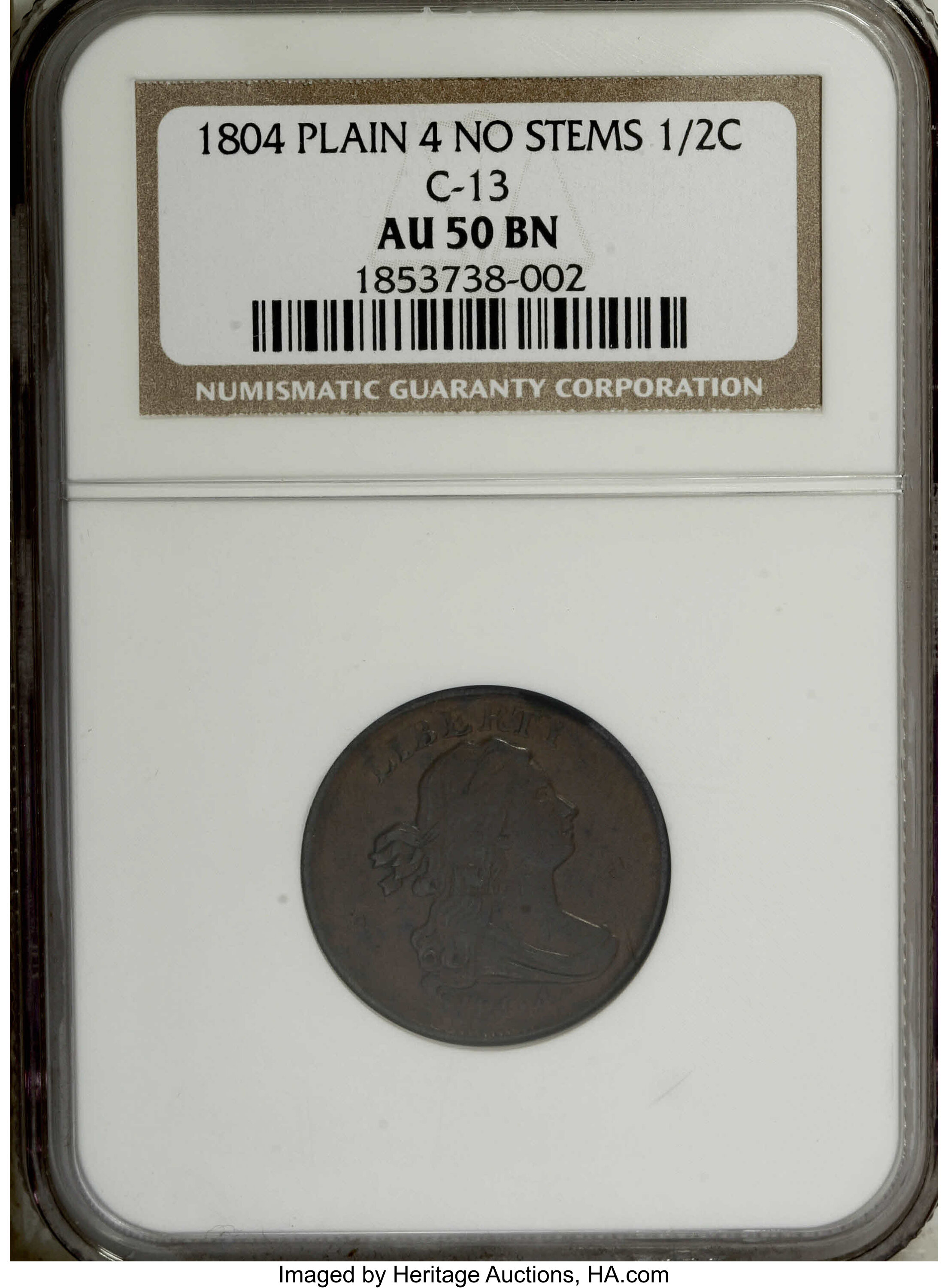 1804 1/2c Plain 4, No Stems, C-13 MS RB MS63 RB thumbnail 22