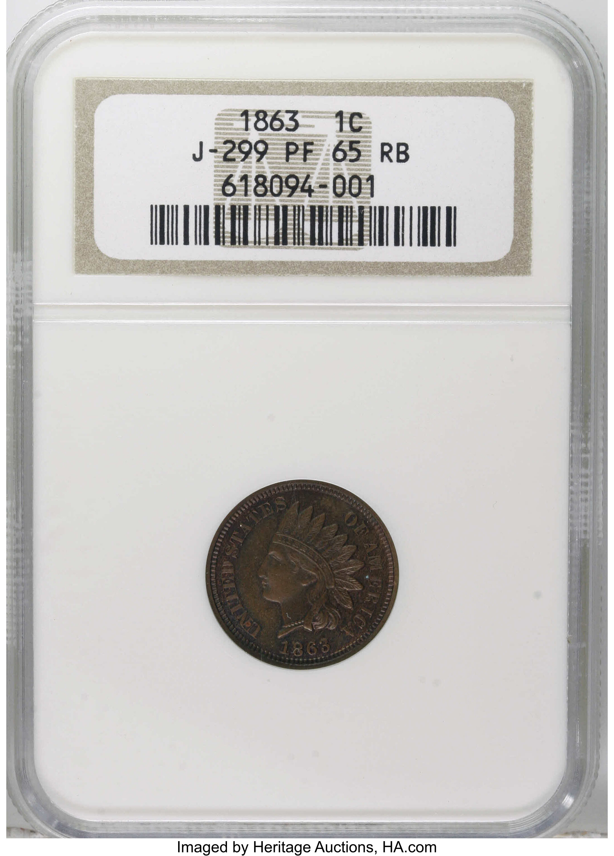 1863 P1c Copper, J-299 MS RB MS65 RB thumbnail 4