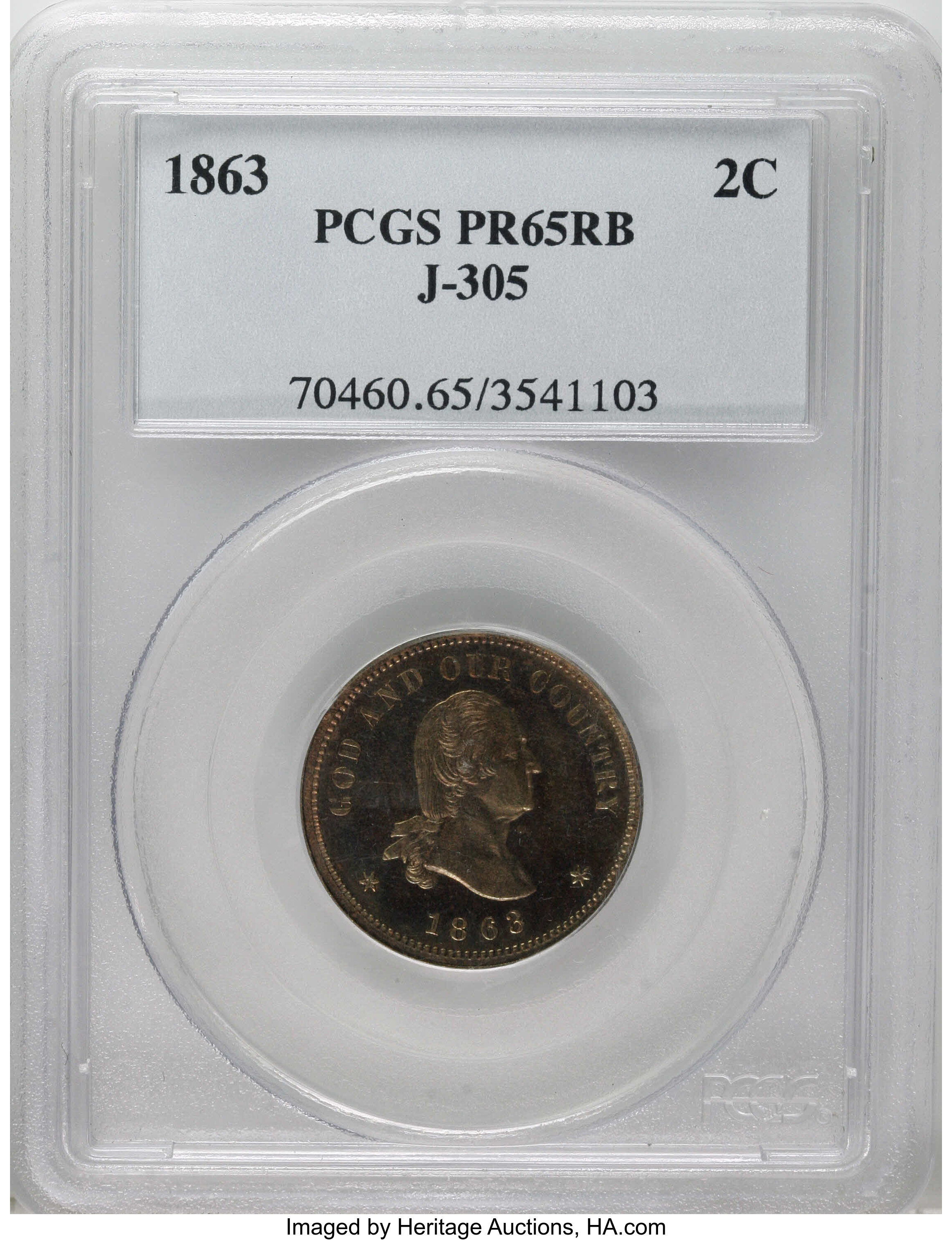 1863 P2c Copper, J-305 PR RB PR65 RB thumbnail 12