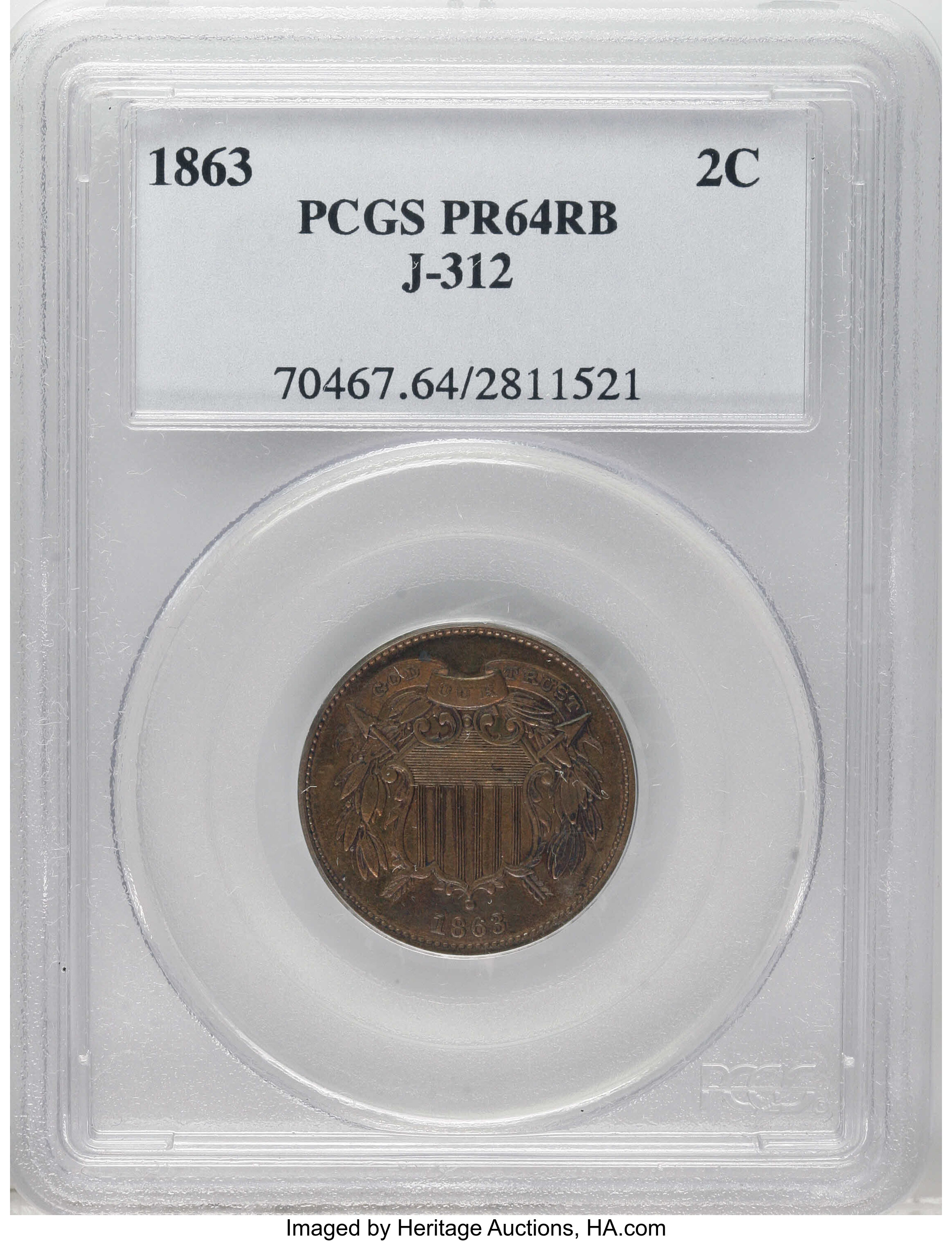 1863 P2c Copper, J-312 PR RB thumbnail 9