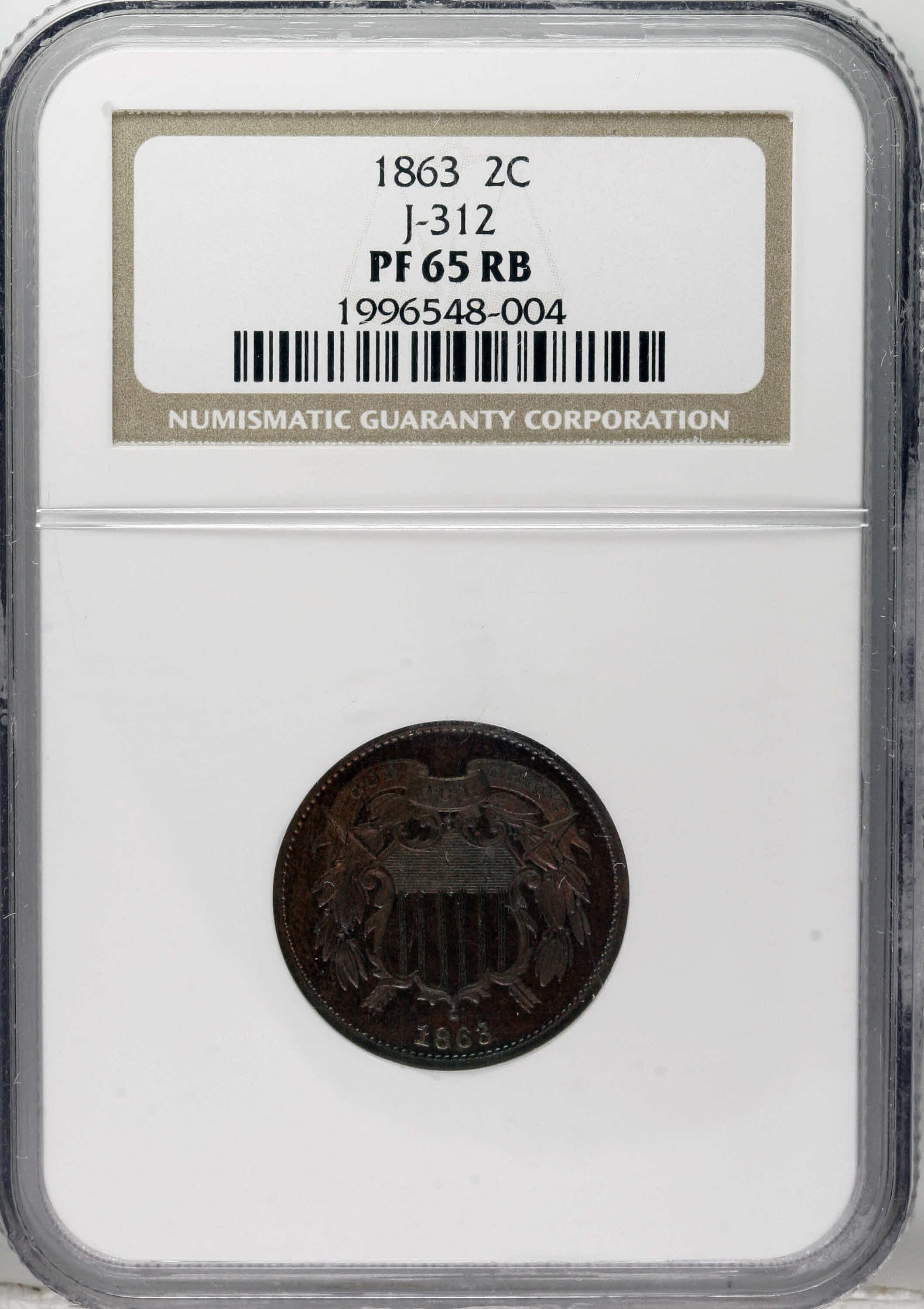 1863 P2c Copper, J-312 PR RB PR65 RB thumbnail 20