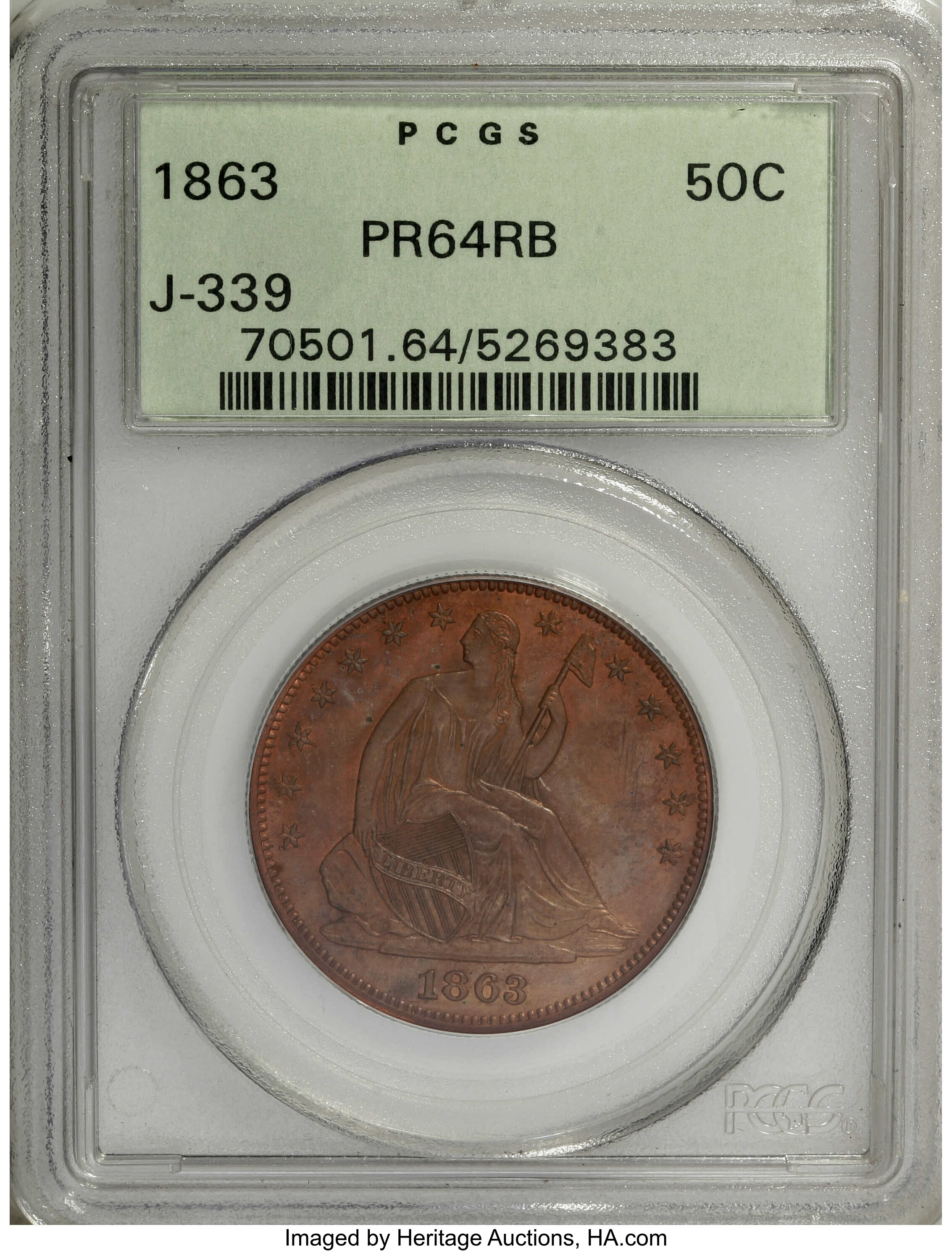 1863 P50c Copper, J-339 PR RB PR64 RB thumbnail 8