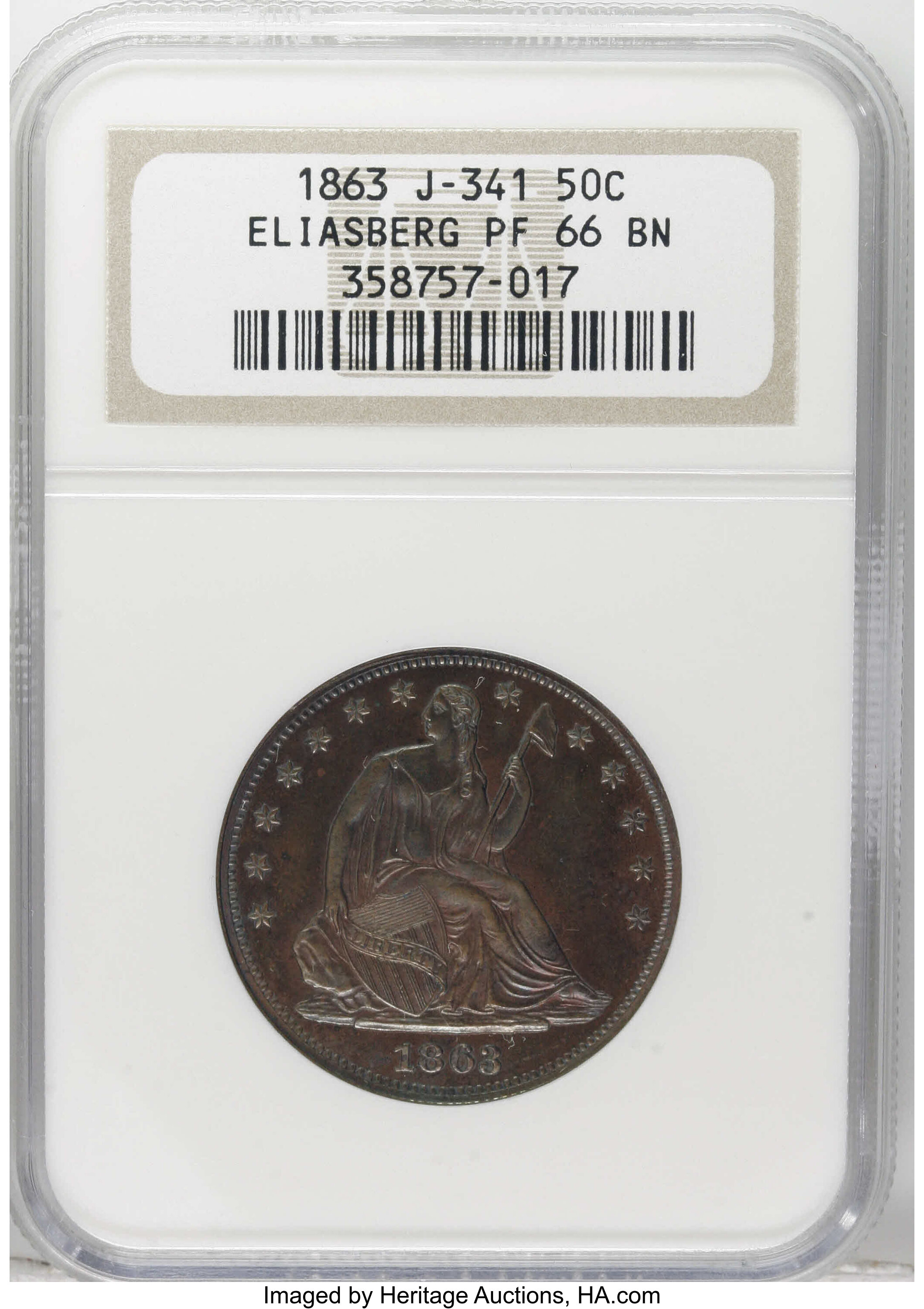 1863 P50c Copper, J-341 PR RB PR65 RB thumbnail 8