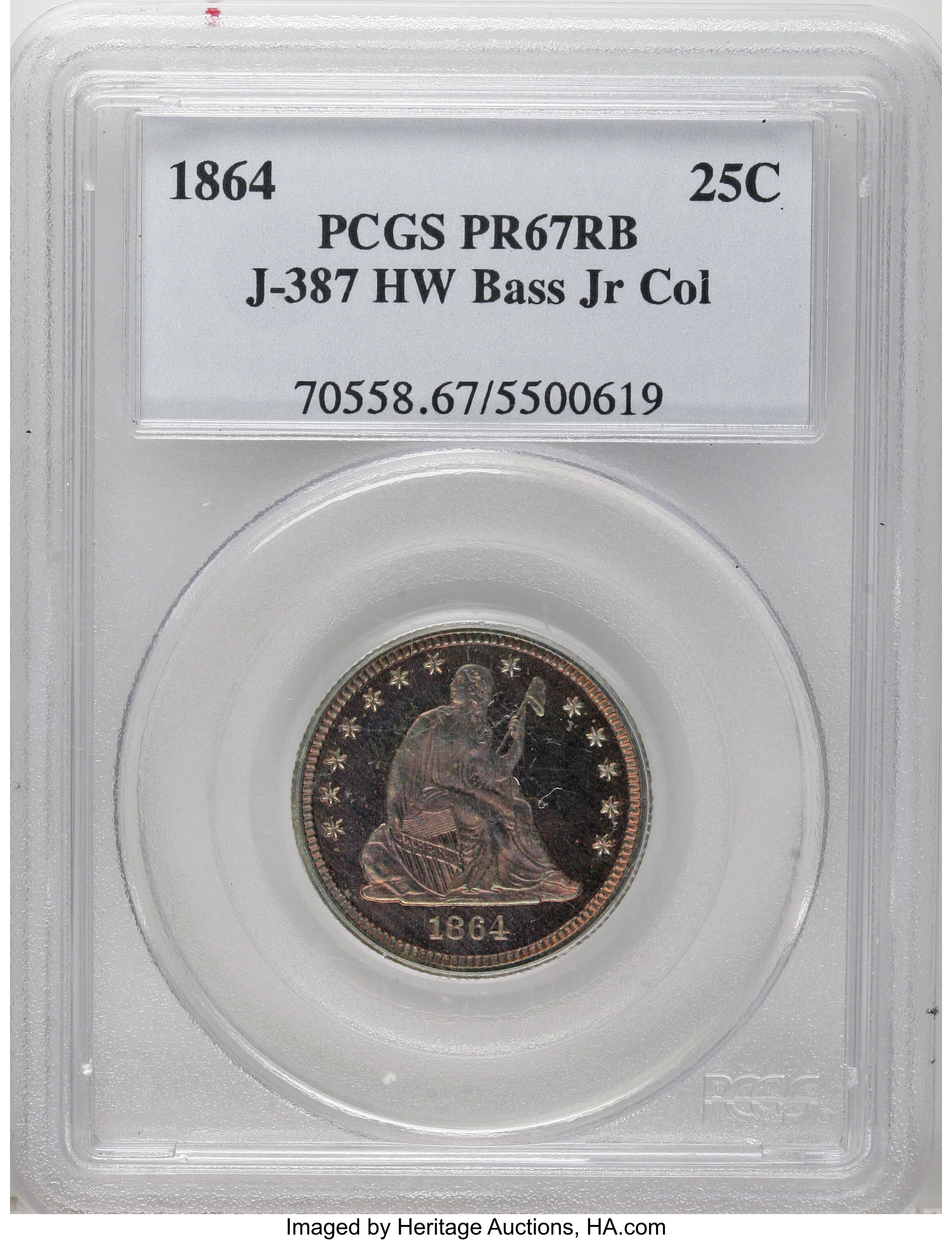 1864 P25c Copper, J-387 PR RD thumbnail 2