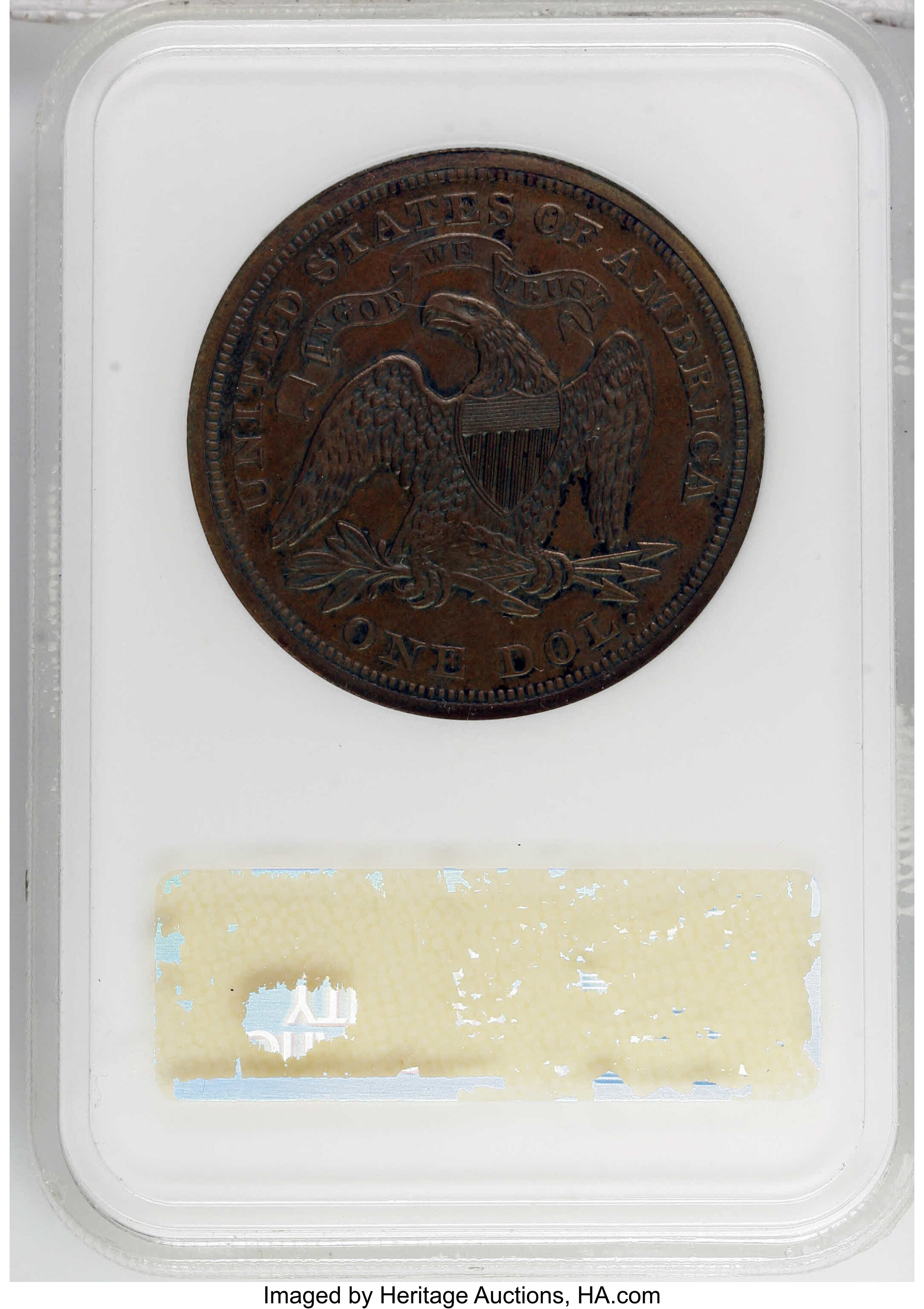 1865 P$1 Copper, J-435 PR BN PR63 BN CAC thumbnail 6
