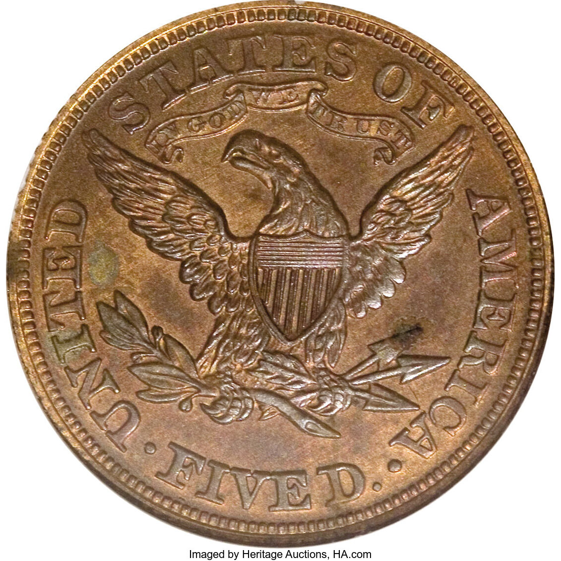 1865 P$5 Copper, J-446 PR BN PR63 BN thumbnail 7