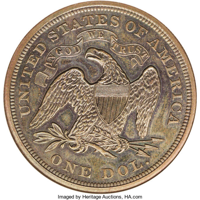 1866 P$1 Copper, J-541 PR RB thumbnail 9